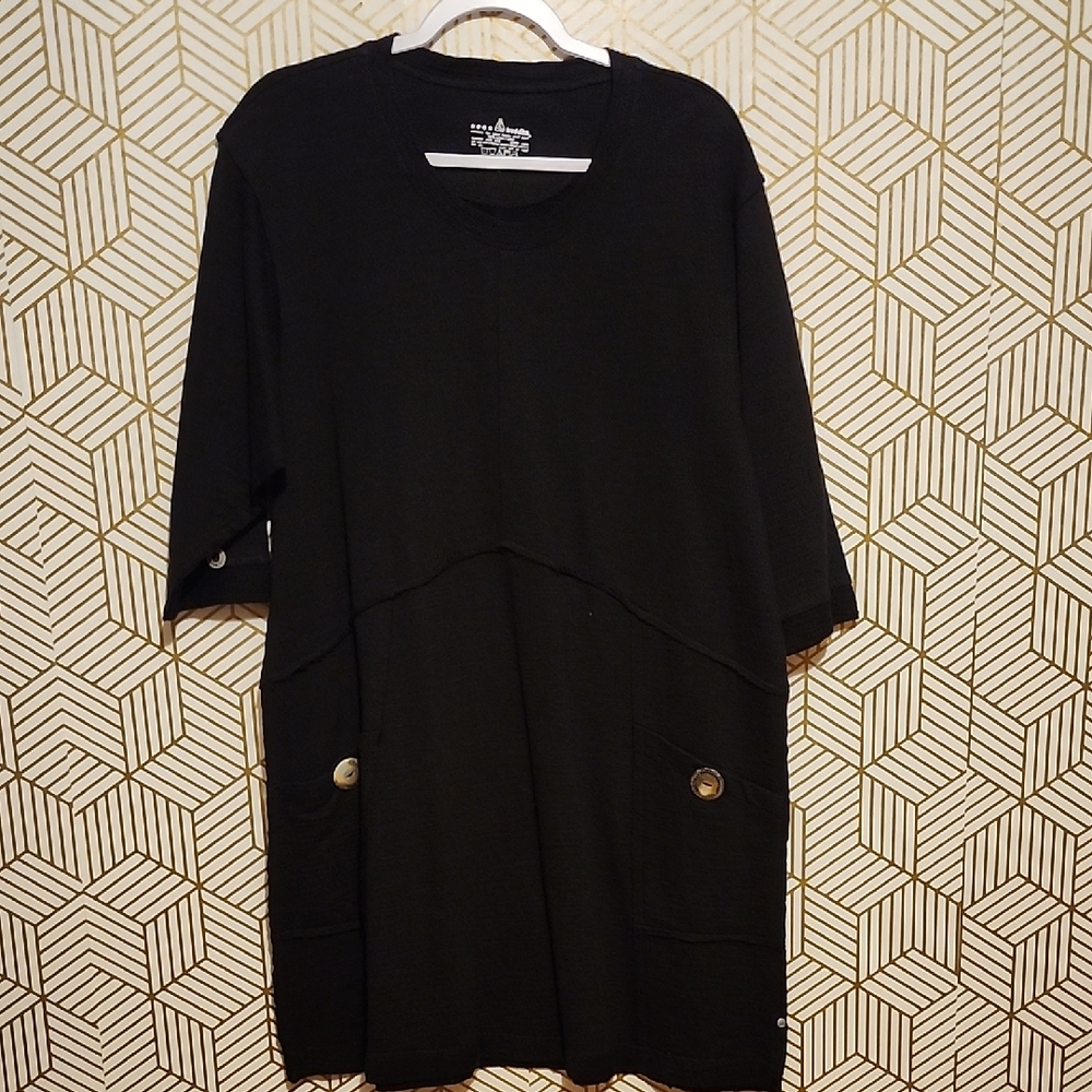 Neon Buddha Black Tunic with Button Accents